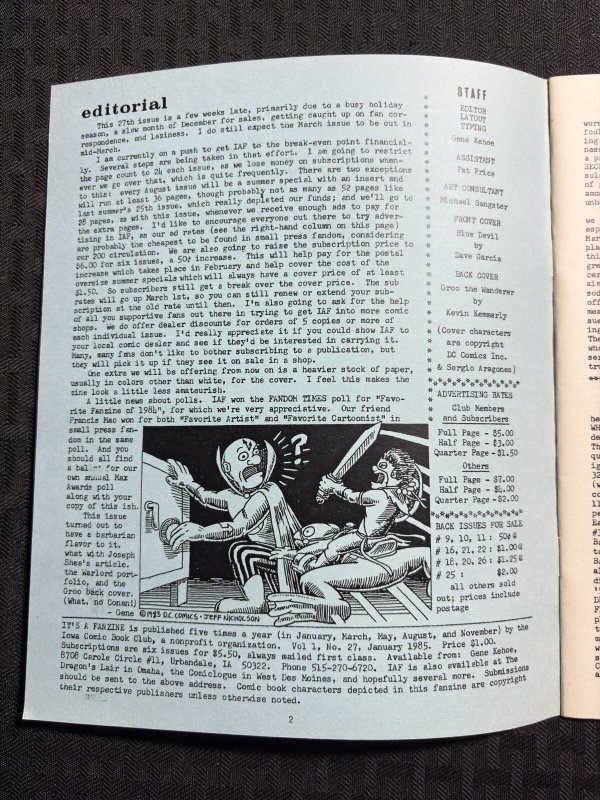 1987 IT'S A FANZINE Comics Fanzine #27 FN+ 6.5 Blue Devil Cover / Groo