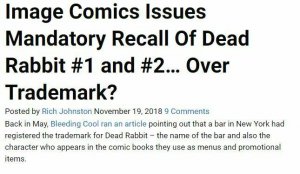 Dead Rabbit #1 signed by Gerry Duggan RECALLED MIDTOWN COMICS COA
