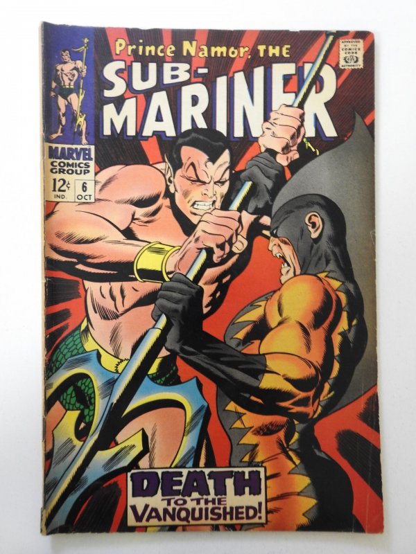 Sub-Mariner #6 (1968) VG Condition 1/2 in spine split