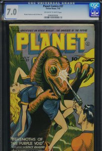 PLANET COMICS #37 - CGC-7.0, OW-W - Fiction House - Golden Age