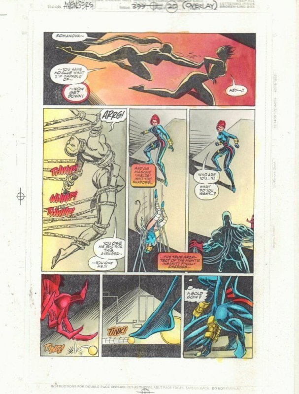 Avengers #399 p.20 Color Guide Art - Black Widow and Masque by John Kalisz