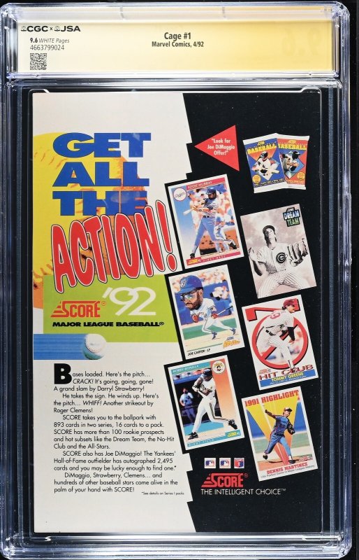 Cage #1 Signed By Mike Colter (4/92) Graded CGC x JSA 9.6