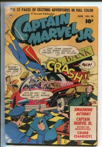 CAPTAIN MARVEL JR. #98 1951-FAWCETT-INDESTRUCTIBLE CRIME CHARIOT-good minus 