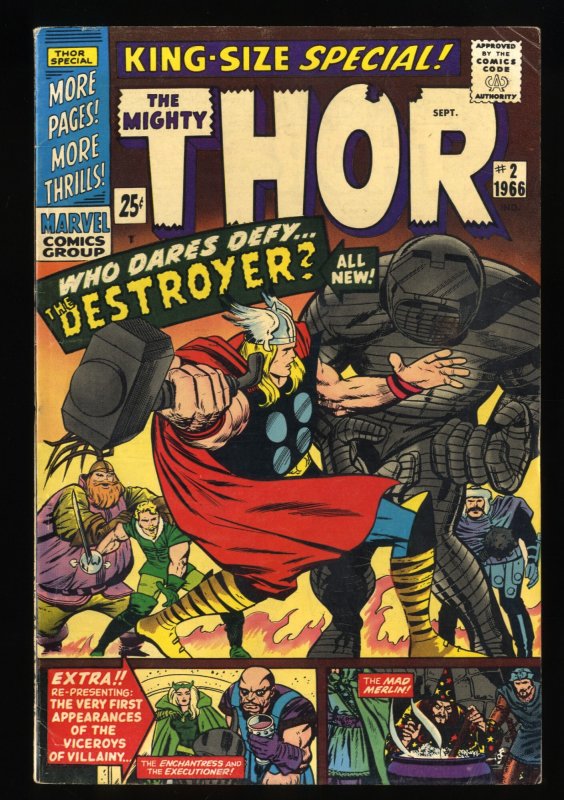 Thor Annual #2 VG+ 4.5 Off White Destroyer Appearance! Jack Kirby! Stan Lee!