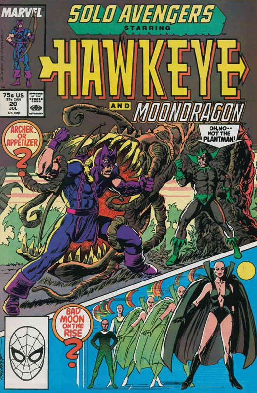 Solo Avengers #20 FN ; Marvel | Hawkeye/Moondragon