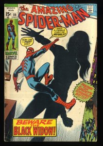 Amazing Spider-Man #86 VG+ 4.5 Origin of Black Widow!