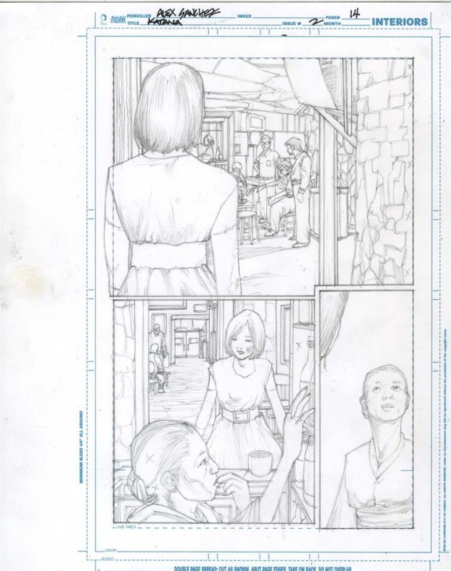 Katana #2 pg 14  DC New 52-Justice League Original Penciled art by ALEX SANCHEZ