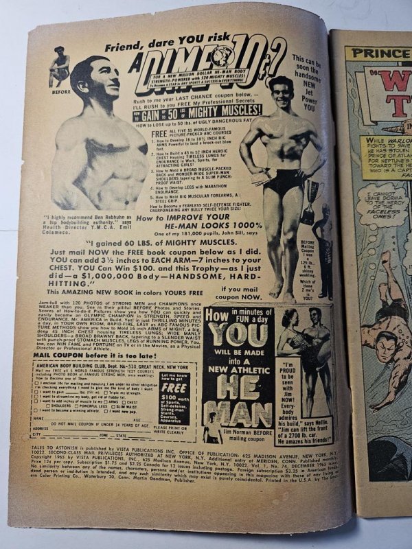 Tales to Astonish #74, VG, Sub-Mariner and Hulk, Marvel Comics, 1965