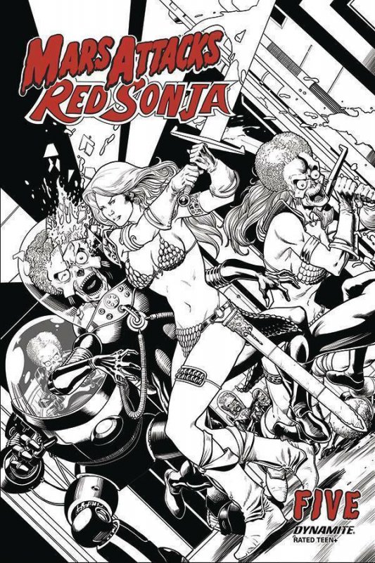 Mars Attacks Red Sonja #5 Kitson 1:10 B&W Variant (Dynamite, 2020) NM