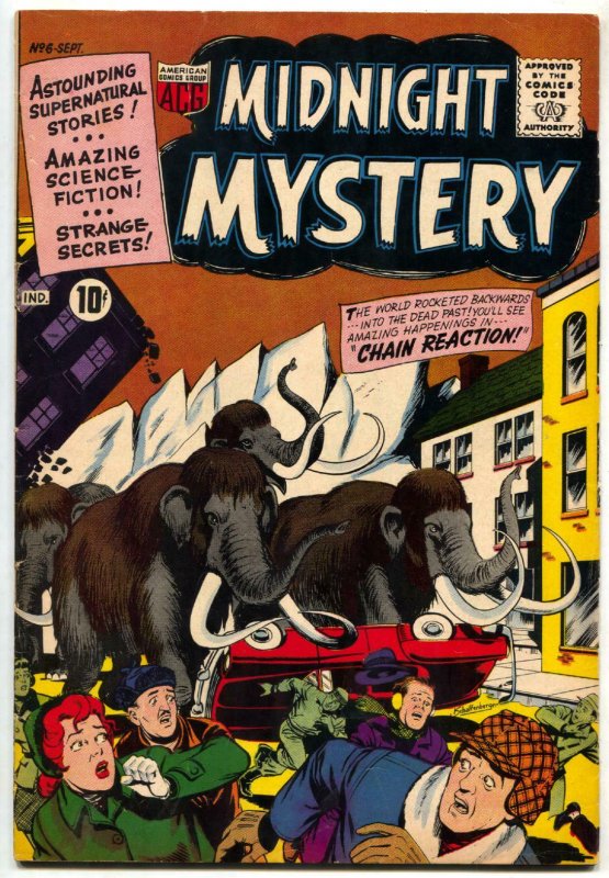 Midnight Mystery #6 1961-PRE-HISTORIC MASTEDON COVER FN+