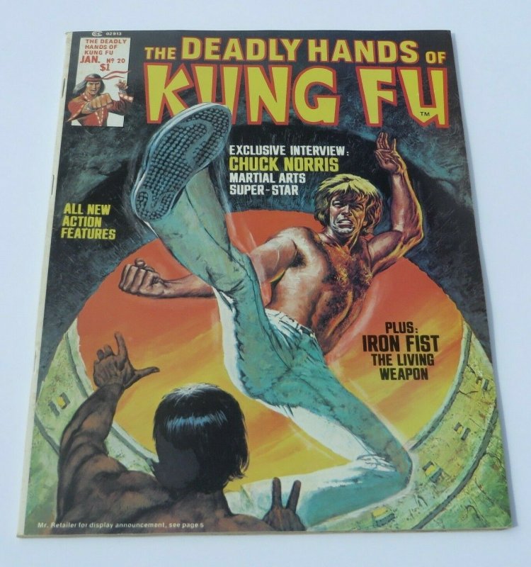 The Deadly Hands of Kung Fu #20 VF/VF+ 1975 Magazine Iron Fist Chuck Norris