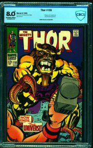 Thor #155 CBCS VF 8.0 Off White to White Marvel Comics