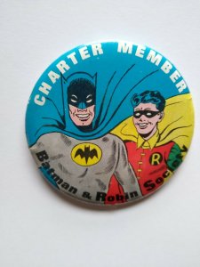 Batman & Robin Pinback Button Badge 66 Vintage Charter Member Society 1966 Bat