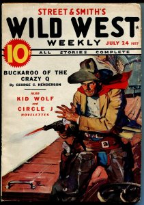 Wild West Weekly 7/24/1937-western hero pulp-Kid Wolf-Circle J-VG