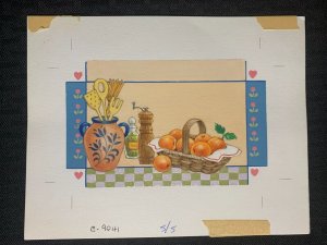 FROM THE KITCHEN OF Pepper & Oranges in Basket 7.5x6 Greeting Card Art #9041