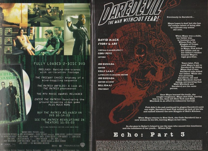 Daredevil #51,52,53,54,55   Echo's Vision Quest Complete Story arc