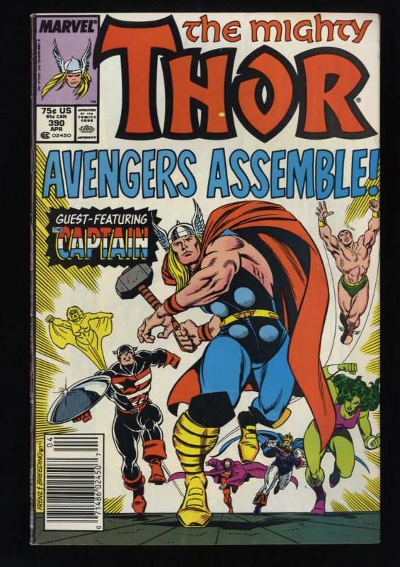 Thor #390 FN 6.0 Captain America Wields Thor's Hammer! Marvel Comics