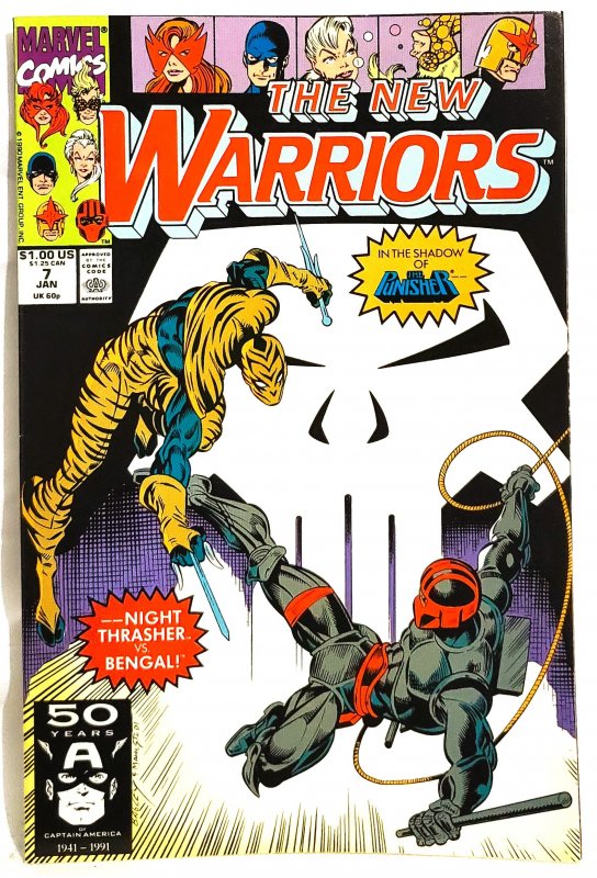 The New Warriors #7 Punisher Night Thrasher vs Bengal (Marvel 1991)