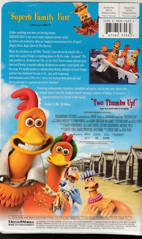 Chicken Run Vhs