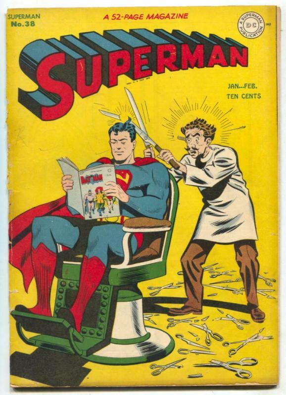 Superman #38 1946-DC-Batman Comics-atomic bomb-barber chair-G