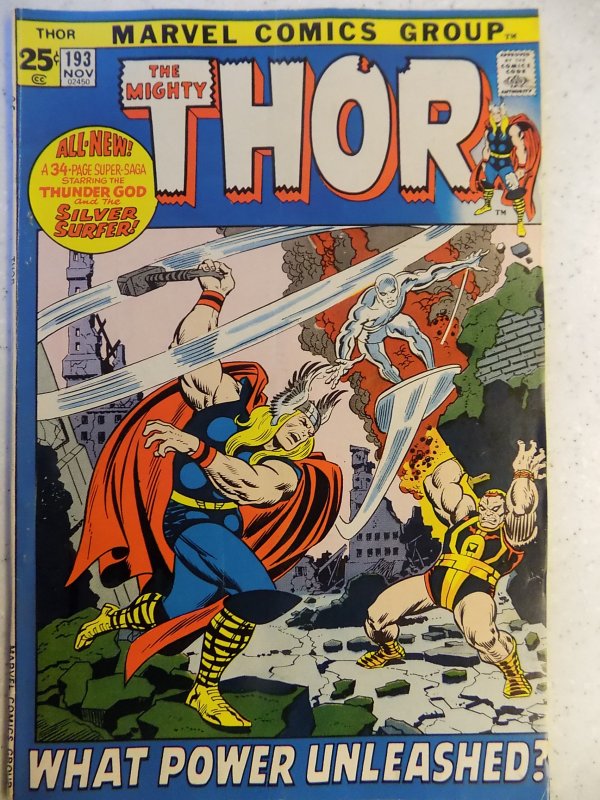 THOR # 193 MARVEL BRONZE GIANT AWESOME SILVER SURFER SLIGHT SUB CREASE