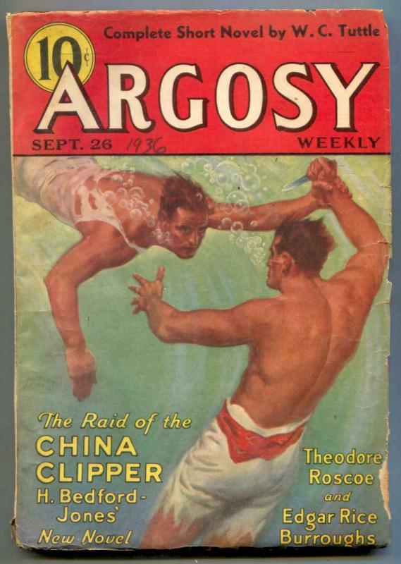 Argosy Pulp September 26 1936- TARZAN AND THE MAGIC MEN vg-