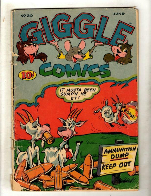 Giggle Comics #20 VG- Golden Age Funny Animal Comic Book Goat Mouse Bear Cat JK1