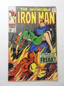 Iron Man #3 (1968) GD/VG Condition small tape pull fc, cover detached top staple