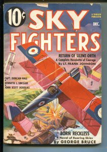 SKY FIGHTERS 12/1936-AIR WAR PULP-THRILLS-WWI-BI-PLANE-vg