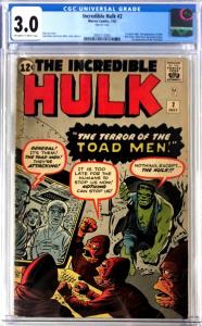 Incredible Hulk #2 CGC Graded 3.0 1st Green Hulk