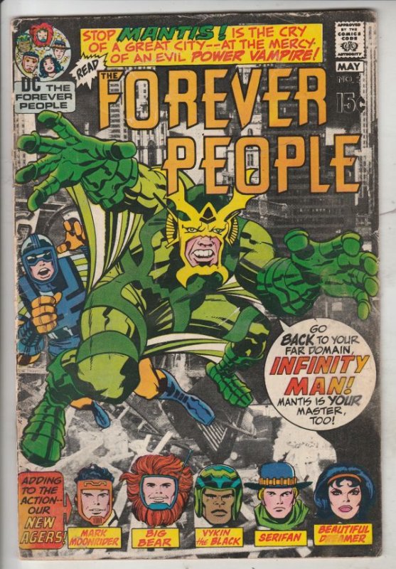 Forever People #2 (Apr-71) FN- Mid-Grade Big Bear, Beautiful Dreamer, Serifin...