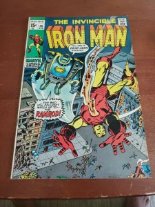 Invincible Iron Man 36 Marvel Comics 1971. White pages. Bottom right corner dama