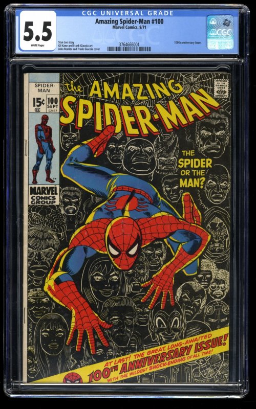 Amazing Spider-Man #100 CGC FN- 5.5 White Pages