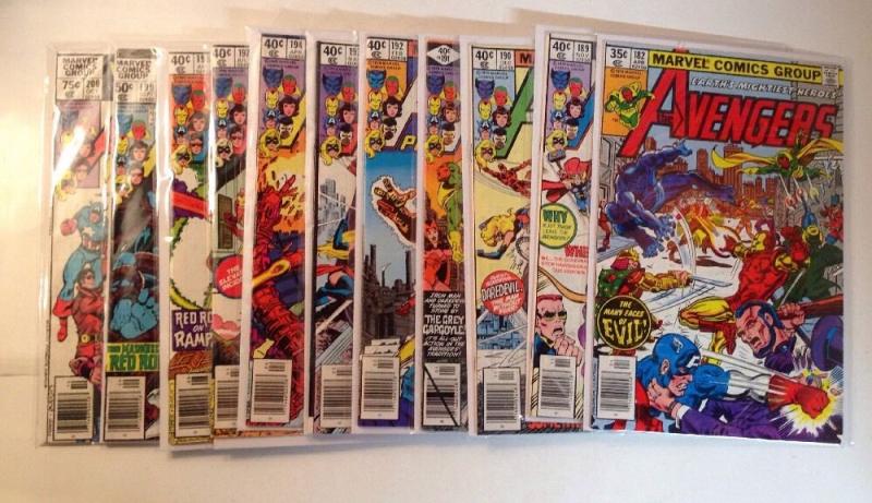 Avengers 182 189 190 191 192 193 194 197 198 199 200 11 Book VF/NM Lot Set Run