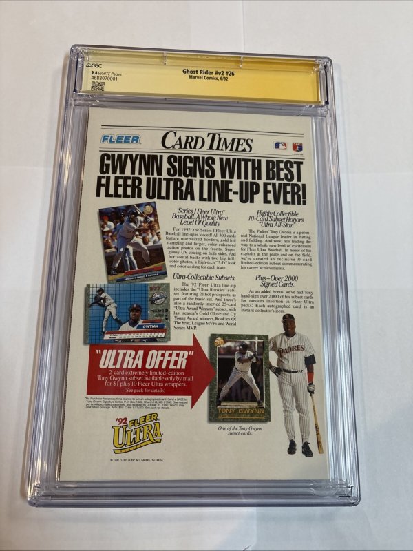 Ghost Rider (1992) # 26 (CGC 9.8) Signed By Jim Lee * Scott Williams ( Marvel )