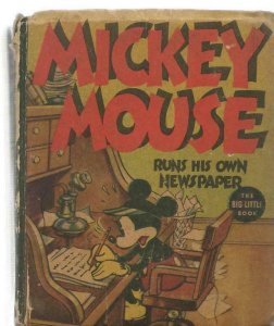 Mickey Mouse Runs His Own Newspaper VINTAGE 1937 Whitman Big Little Book 1409