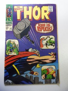 Thor #141 (1967) VG- Condition centerfold detached at  staple