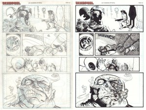 Deadpool #? p.23 - Pencil & Ink Versions 2pc Set - art by Shawn Crystal