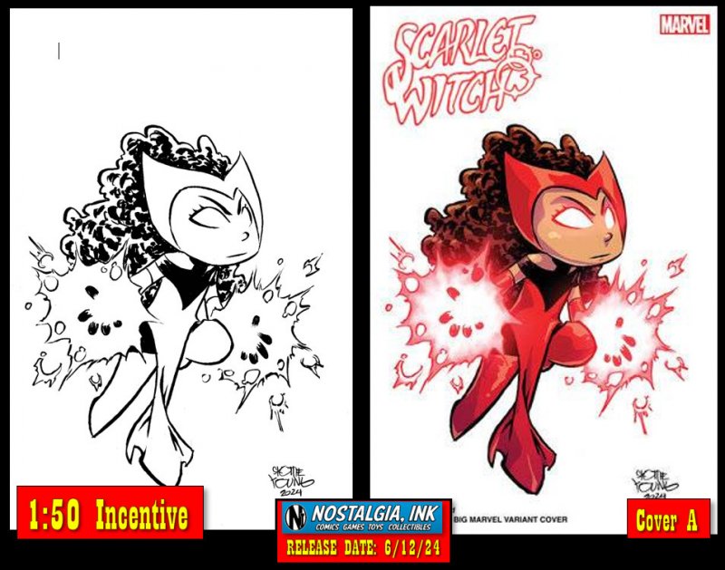 SCARLET WITCH #1 SKOTTIE YOUNG VAR + 1:50 B&W VIRGIN SET PRESALE PROSHIPS 6/12