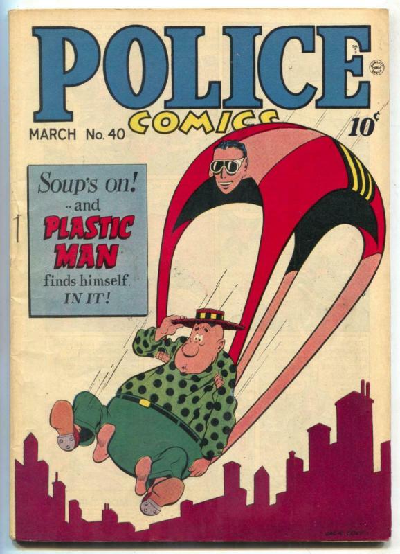 Police Comics #40 1945- Plastic Man- Spirit- Candy FN+