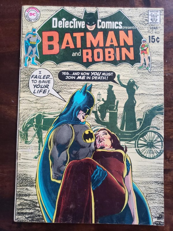 Detective Comics 403 Neal Adams cover. writing on cover