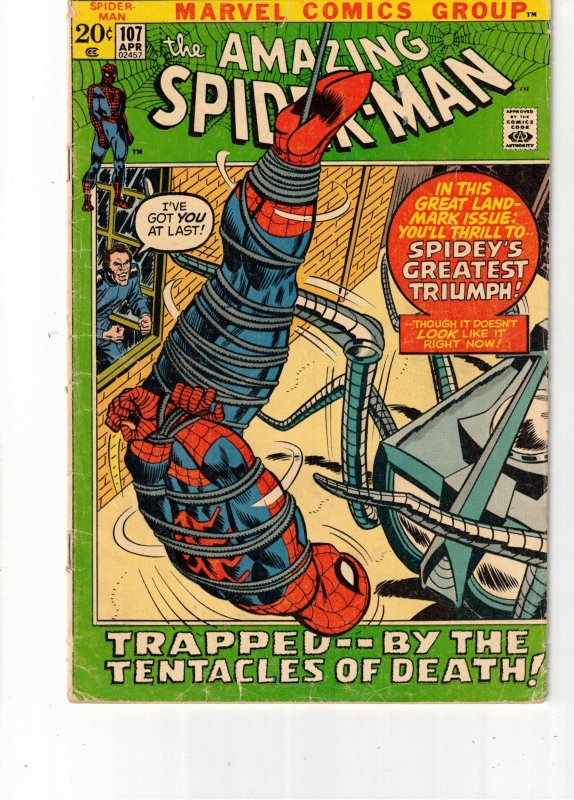 The Amazing Spider-Man #107 (1972) Affordable-Grade VG+ Spidey Slayer key!  Wow!