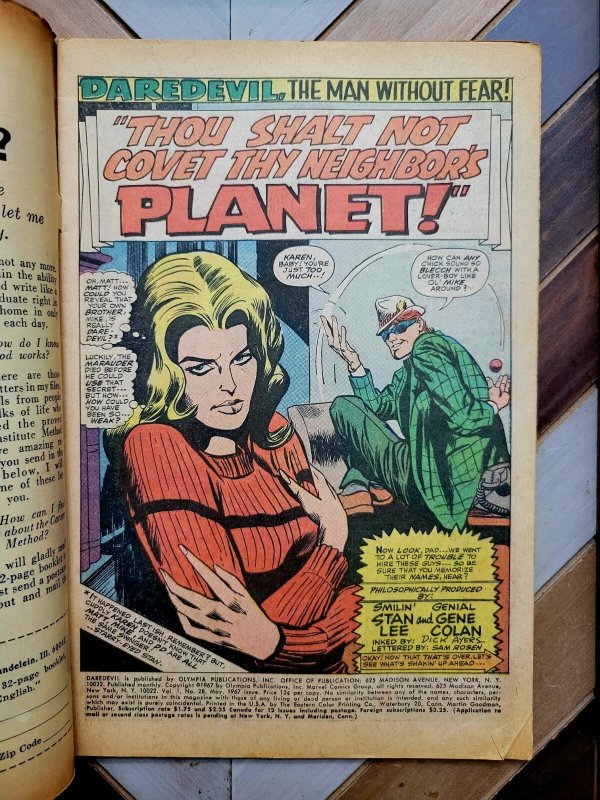 Daredevil #28 GD/VG (Marvel 1967) ALIEN INVASION + Karen & Foggy, Gene Colan Art