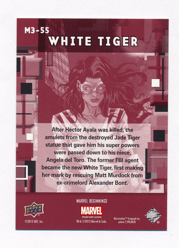 Upper Deck 2012 Marvel Beginnings III Micromotion Card #55 White Tiger NM/MT