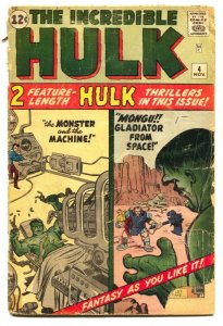 INCREDIBLE HULK #4-1962-ORIGIN ISSUE-JACK KIRBY MARVEL KEY