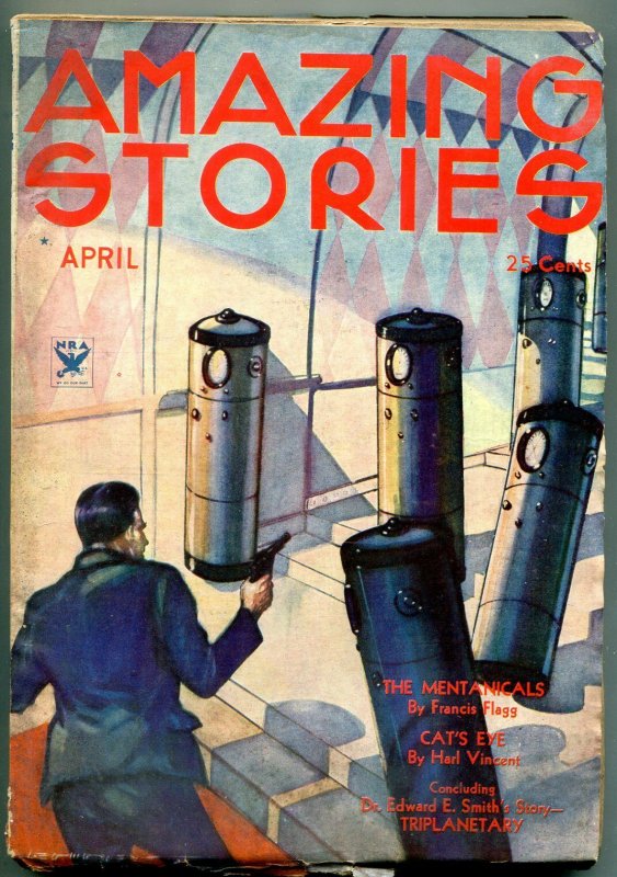 Amazing Stories Pulp April 1934- Cat's Eye- Mentanicals VG+