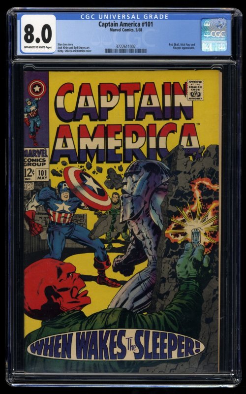 Captain America #101 CGC VF 8.0 Off White to White Red Skull Nick Fury Sleeper!