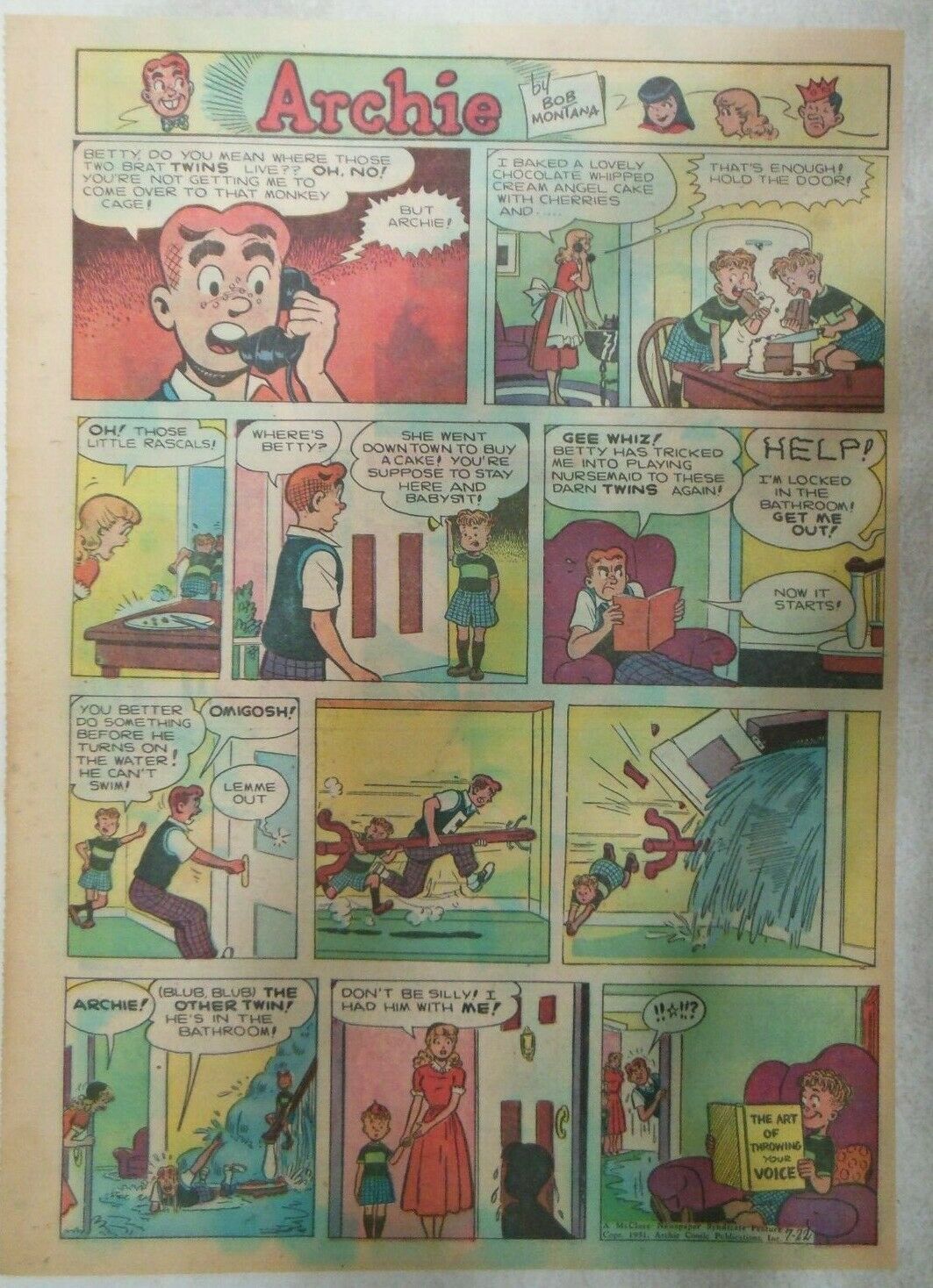 Archie By Bob Montana From Very Early Tabloid Size Color