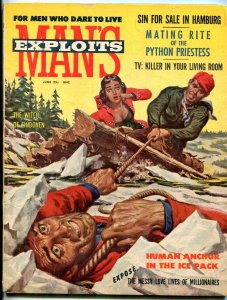 Man's Exploits Magazine #1 JUNE 1957-COCCINELLE-PYTHON PRINCESS G/VG