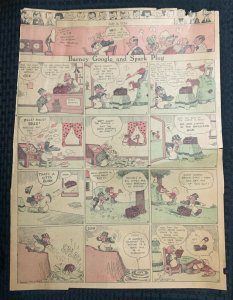1924 July 6 BARNEY GOOGLE & SPARK PLUG 15x20 Full Sunday Comic Page GD+ 2.5